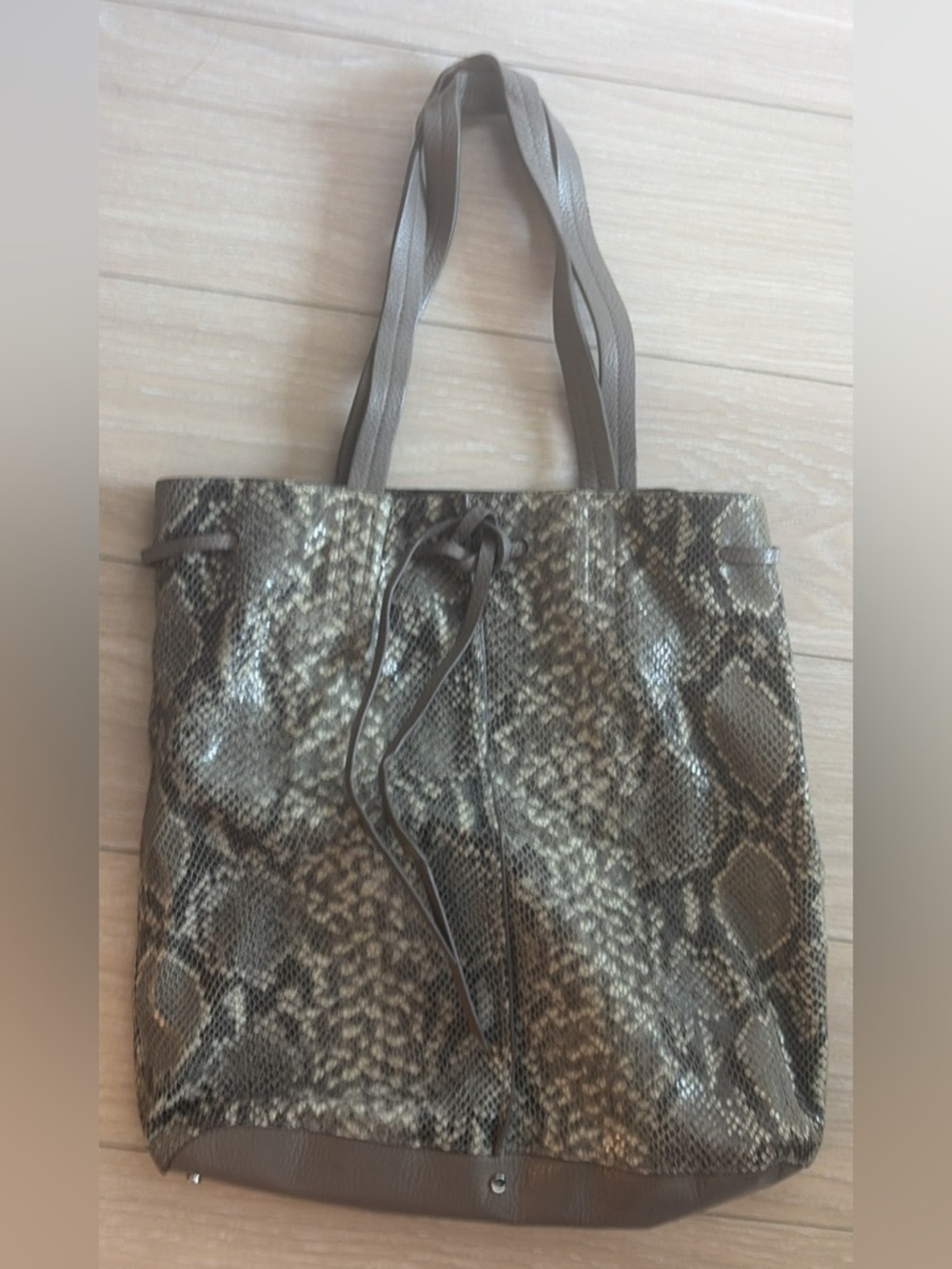 Genuine Leather Snake-Print Tote Bag